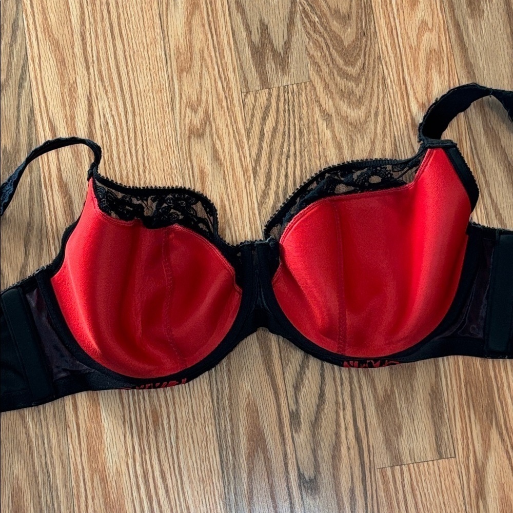 Cacique Red & Black leopard Print, underwire lace Bra, 40F - Picture 5 of 10